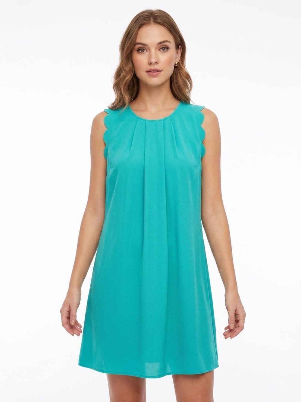 Speechless NWOT Scallop Sleeve Shift Dress in Turquoise